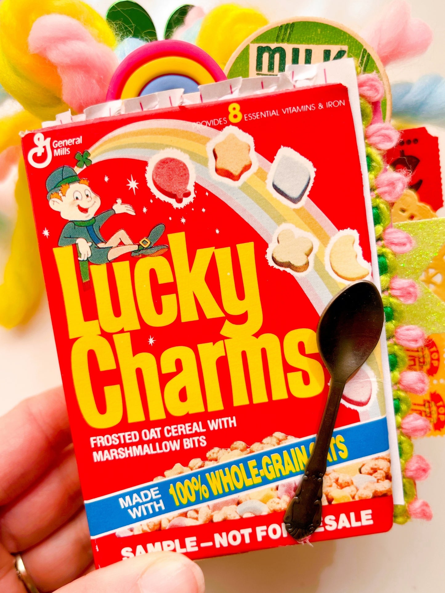 Vintage mini Lucky Charms box handmade journals