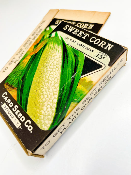 Vintage Card Seed Co. Sweet Corn boxes, set of 2
