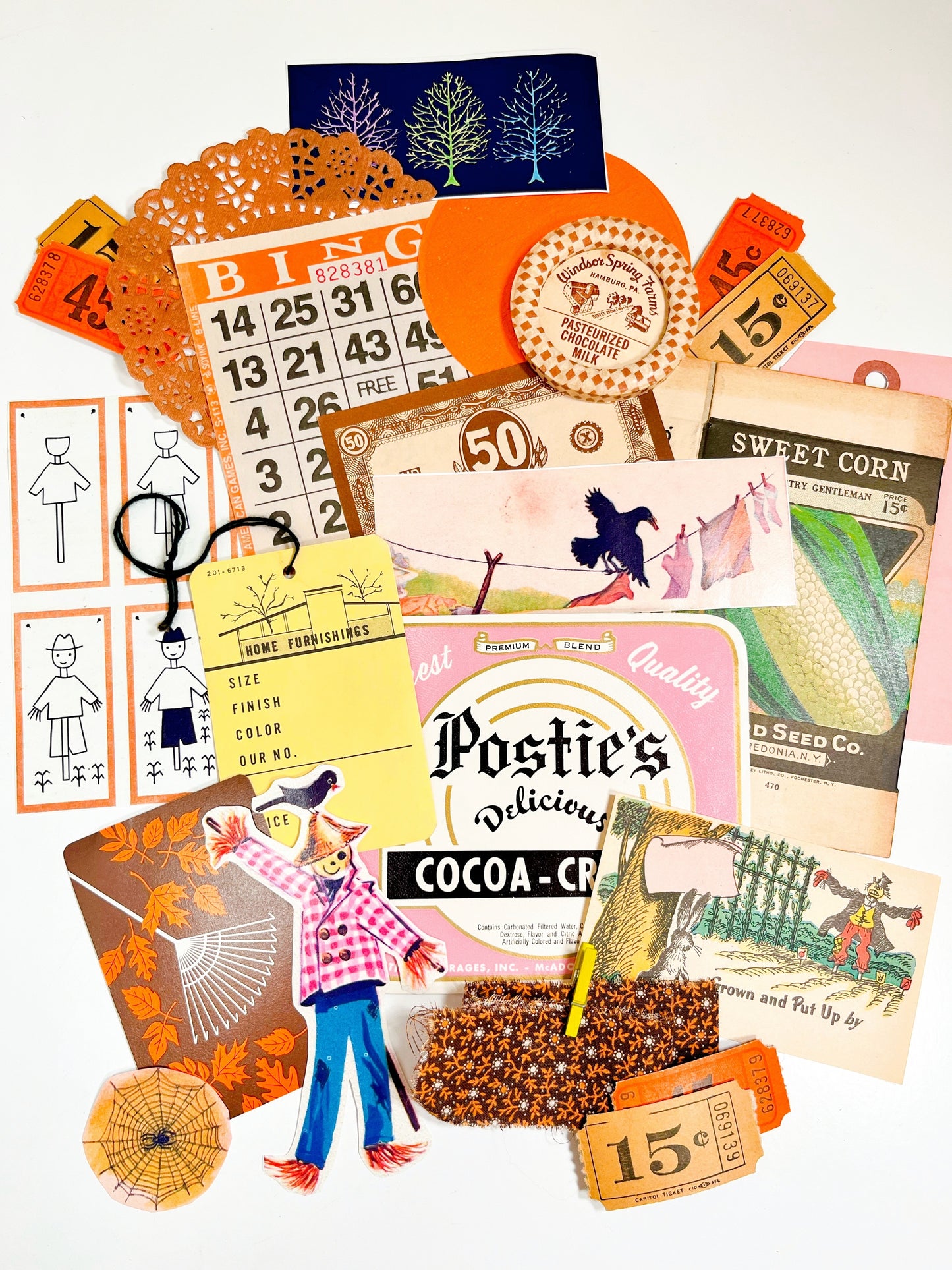 Pink Scarecrow vintage ephemera collection