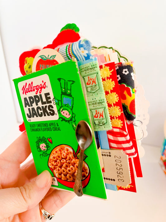 Retro Saturday morning mini cereal box handmade journal: Apple Jacks