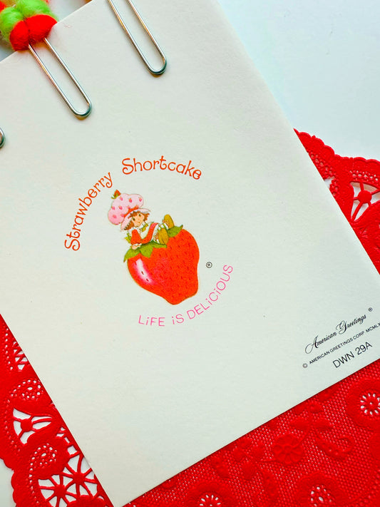 Strawberry clippy trio with vintage Strawberry Shortcake card