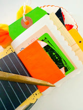 Load image into Gallery viewer, Vintage black cat & Jack O’ Lantern tally card handmade journal