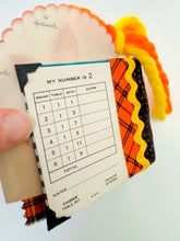 Load image into Gallery viewer, Vintage black cat & Jack O’ Lantern tally card handmade journal