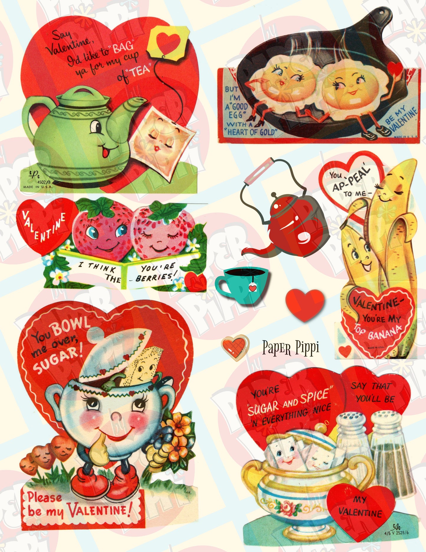 "Be my Anthropomorphic Valentine" set 1 digital download printable