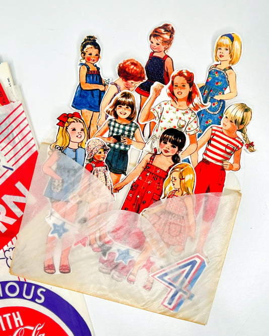 Red, white, & blue sweeties collection in a vintage glassine envelope