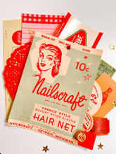 Load image into Gallery viewer, Vintage hair net envelope with coordinating vintage ephemera
