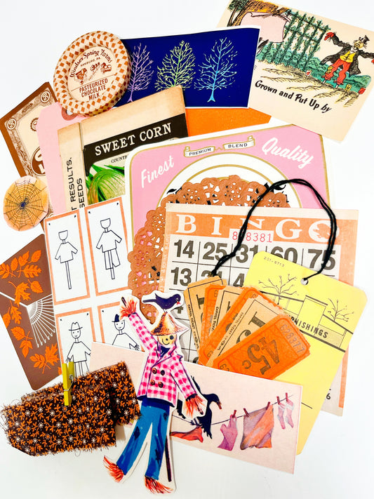 Pink Scarecrow vintage ephemera collection