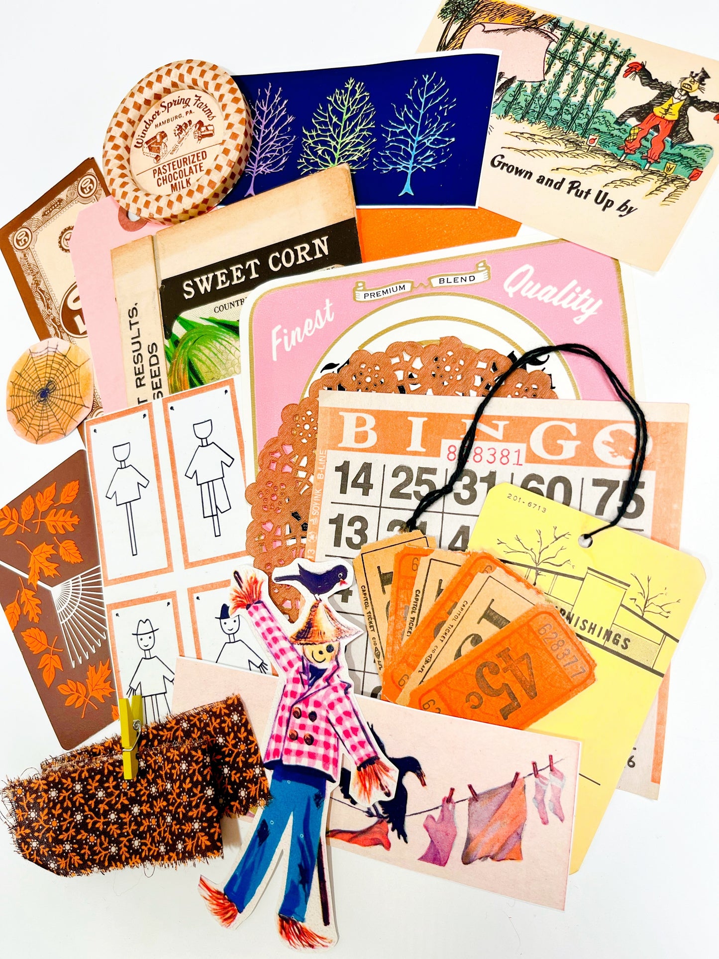 Pink Scarecrow vintage ephemera collection