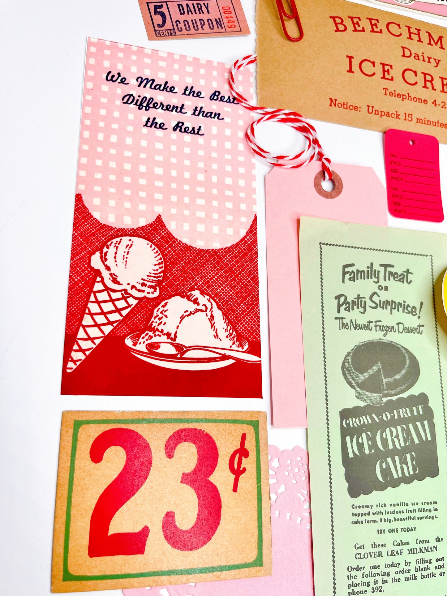 Strawberry Ice Cream vintage ephemera collection
