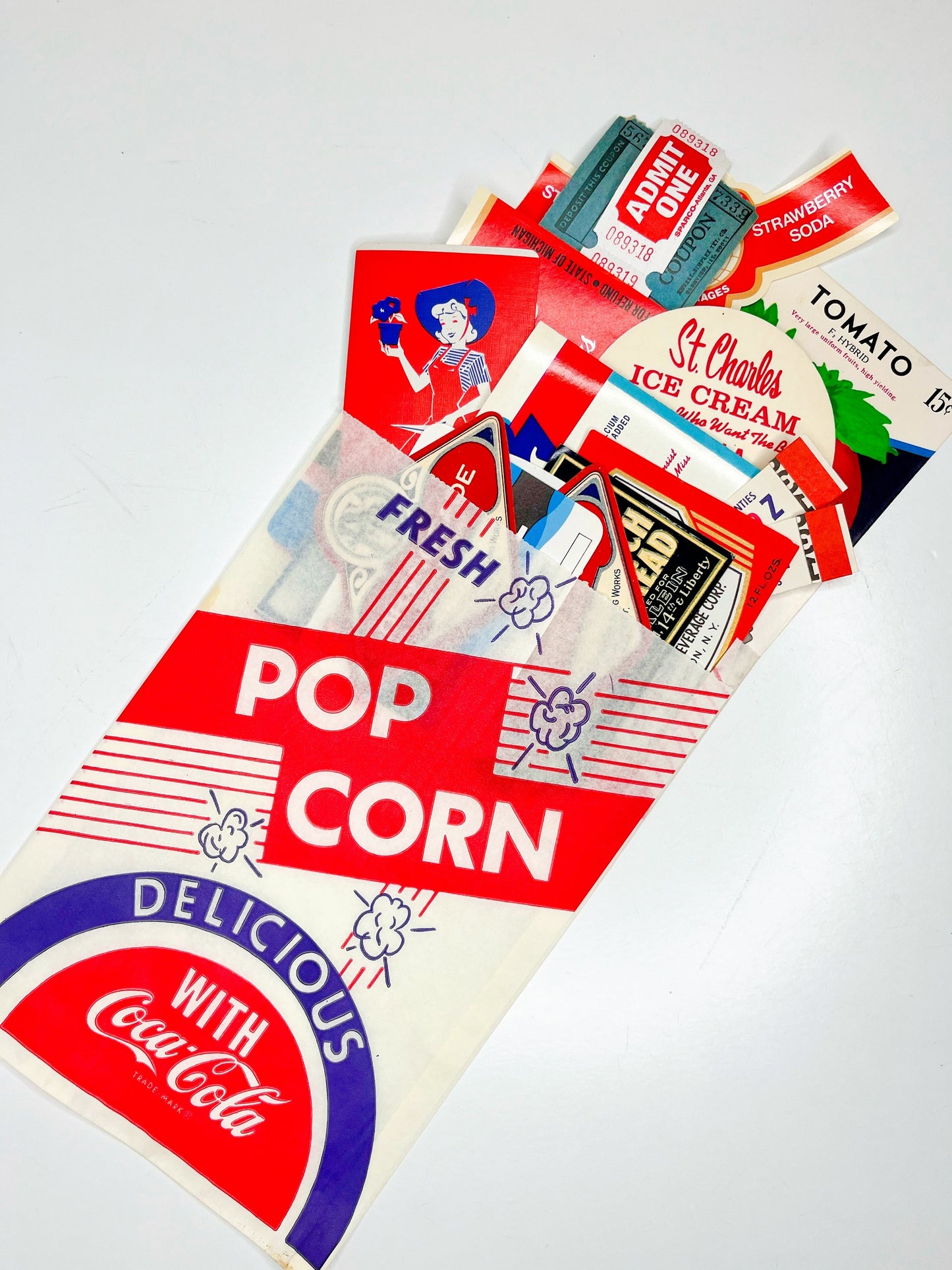 Red, white, & blue vintage ephemera collection