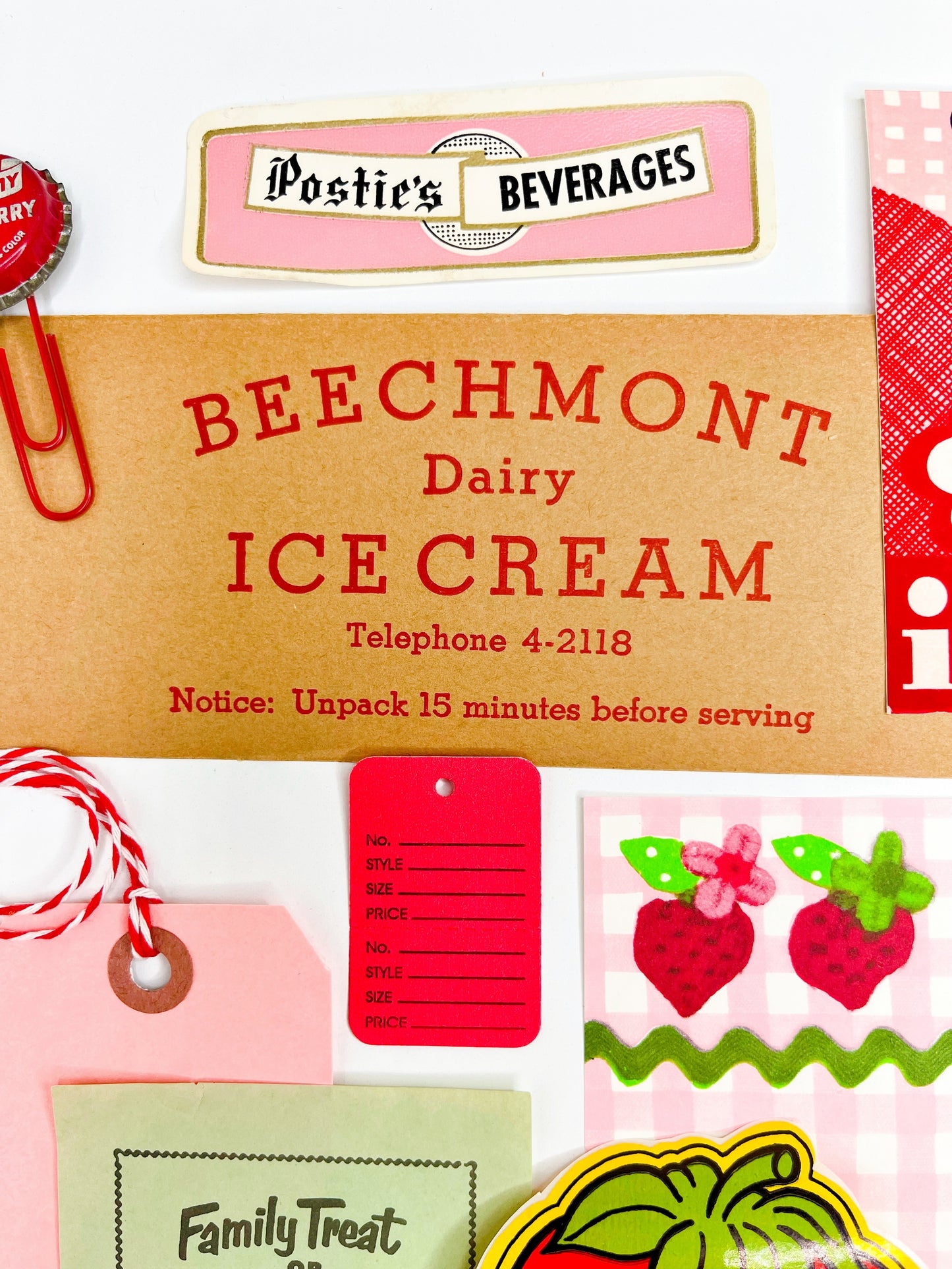 Strawberry Ice Cream vintage ephemera collection
