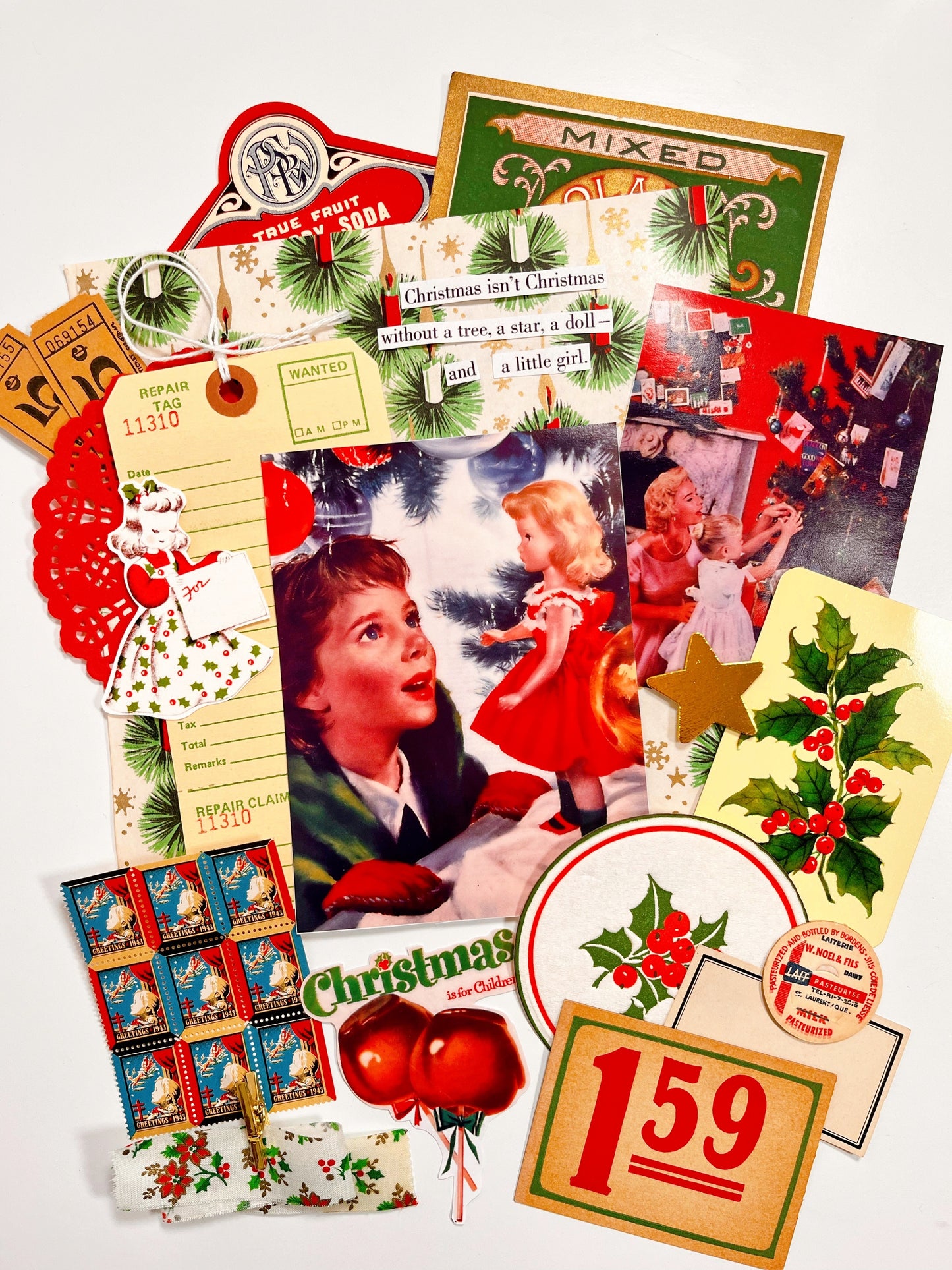 “Christmas is a Little Doll” vintage ephemera collection