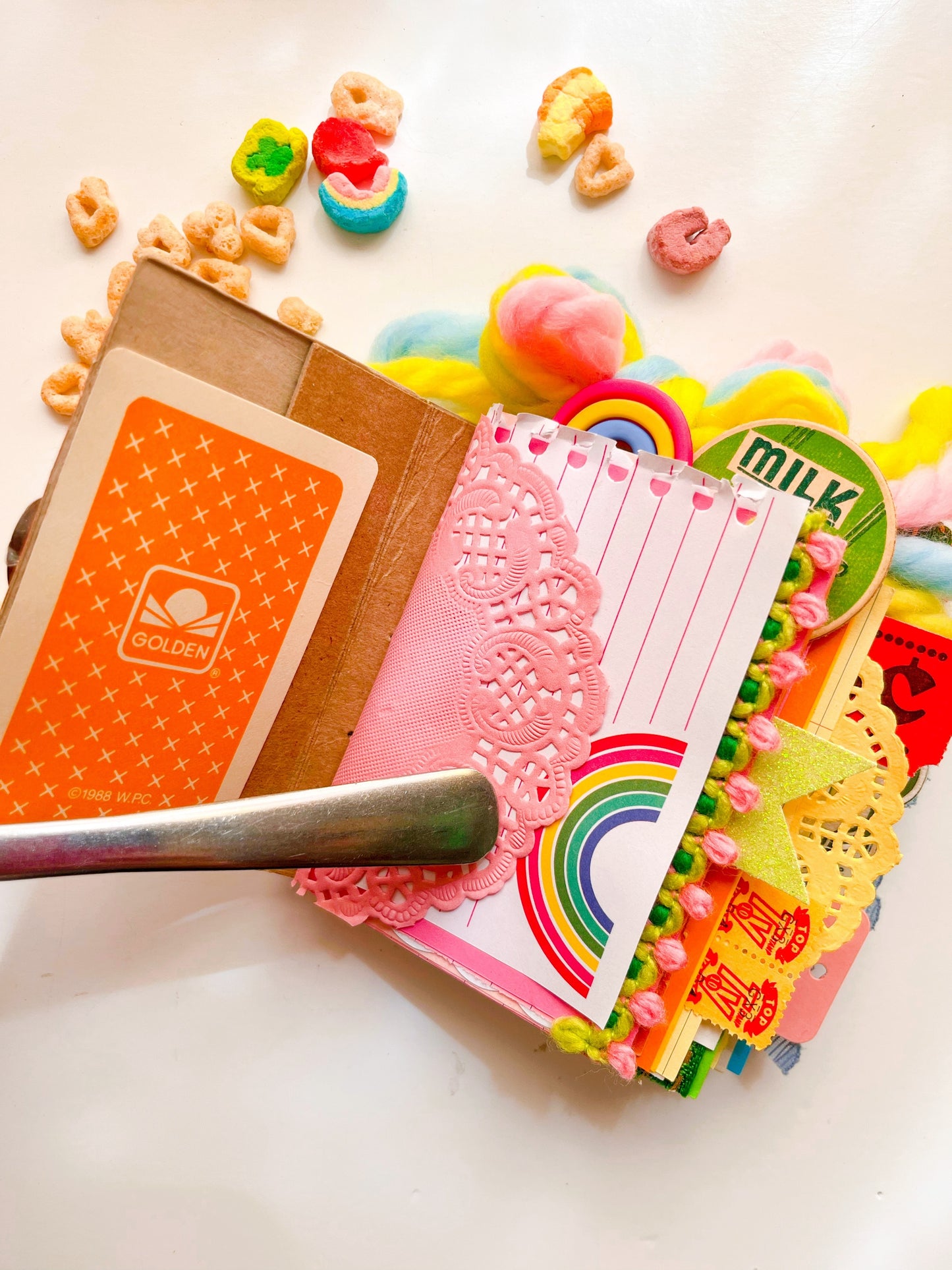 Vintage mini Lucky Charms box handmade journals