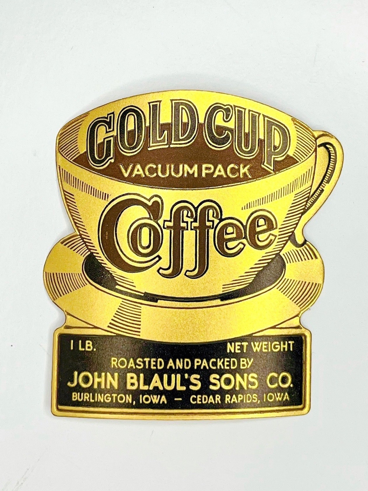 “Cold Cup” embossed coffee labels, set of 3