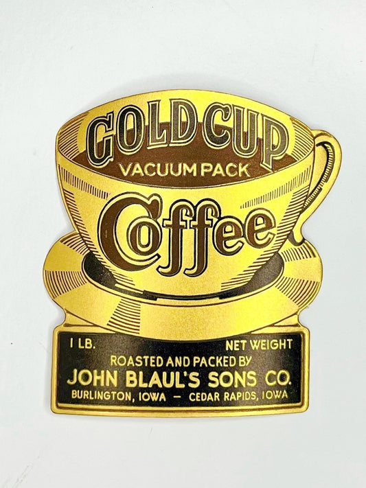 “Cold Cup” embossed coffee labels, set of 3