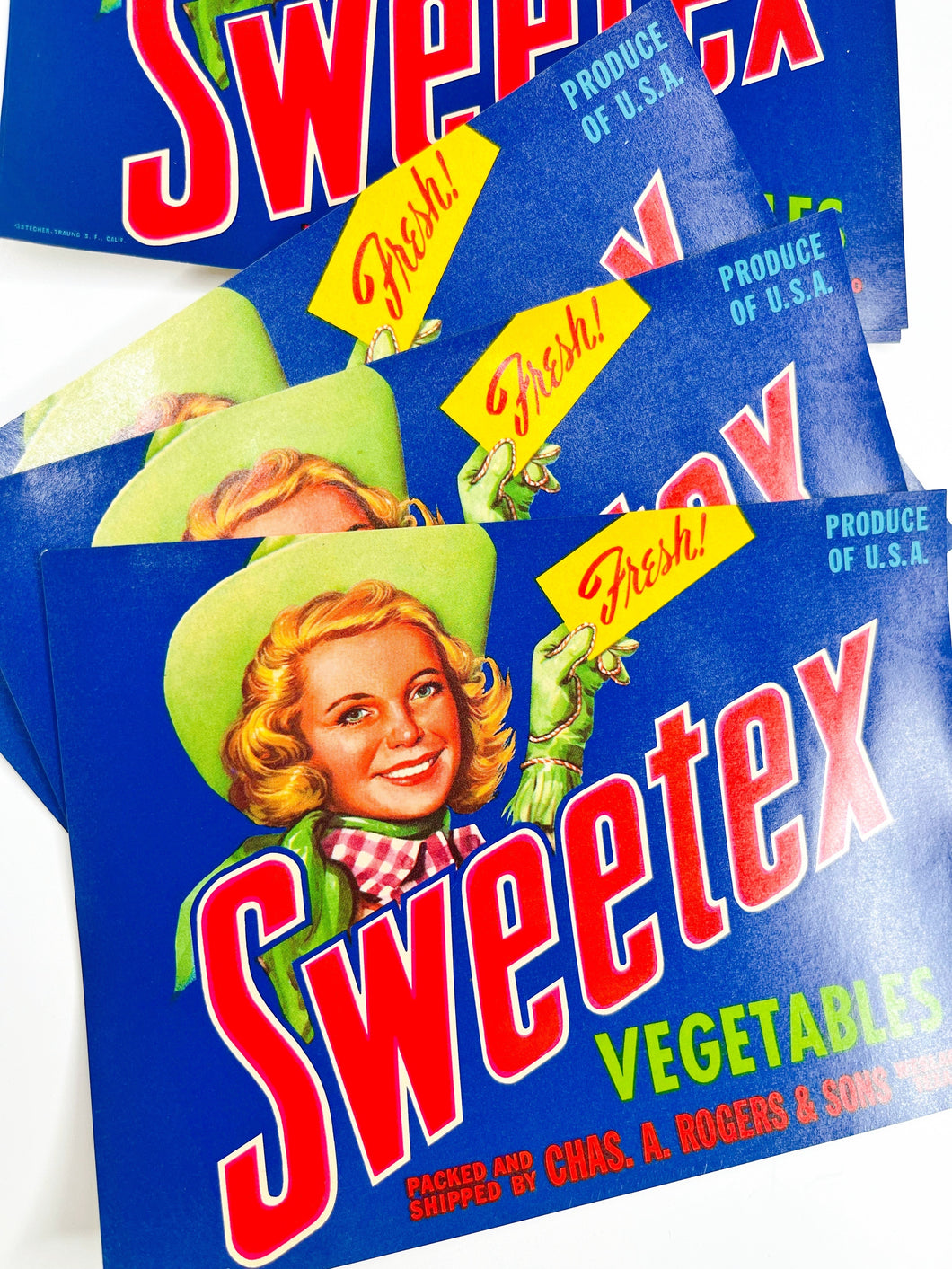 “Sweetex” vintage vegetable labels, set of 3