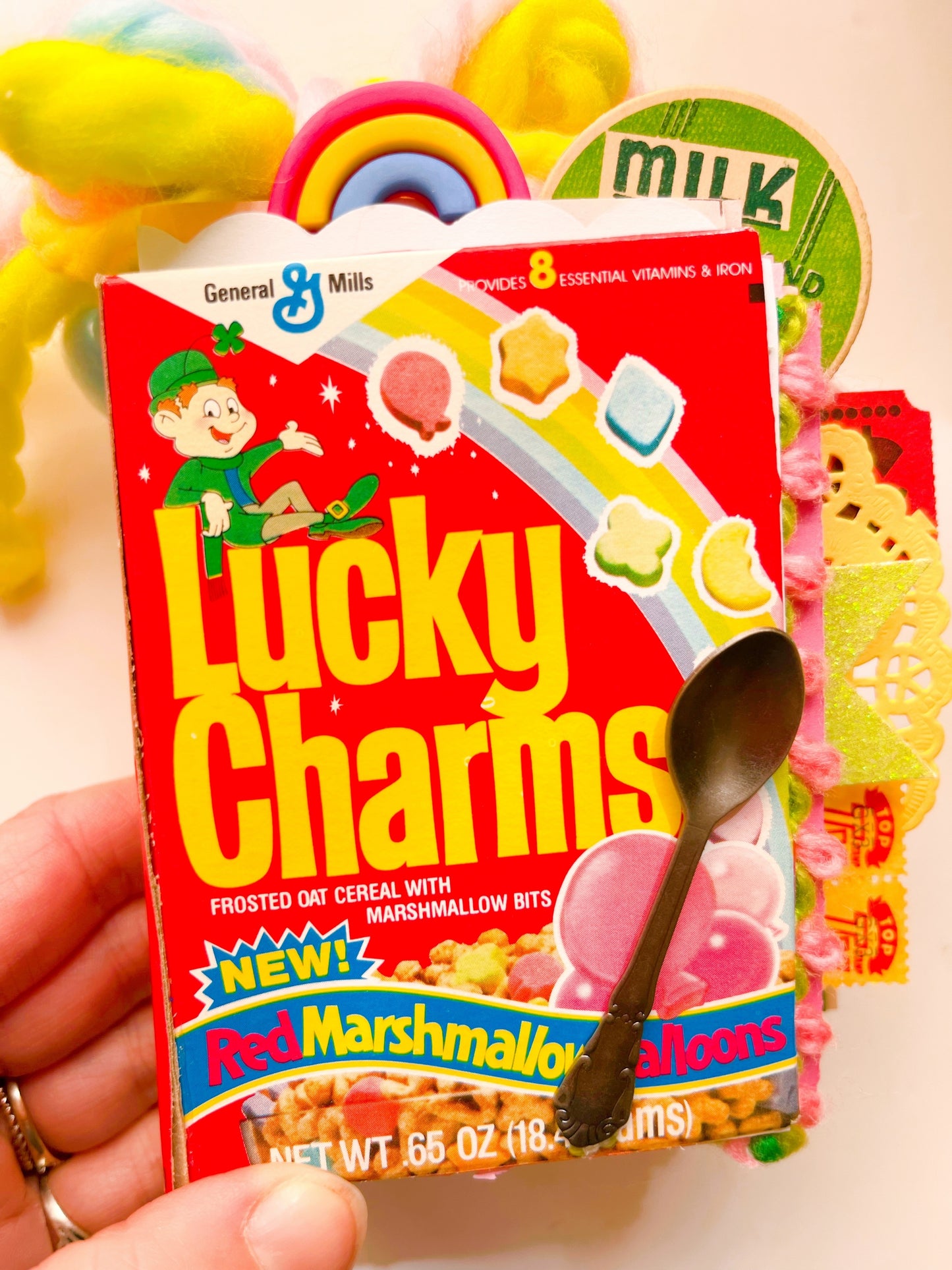 Vintage mini Lucky Charms box handmade journals
