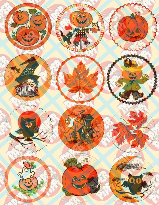 Vintage Halloween paper coaster digital download printable