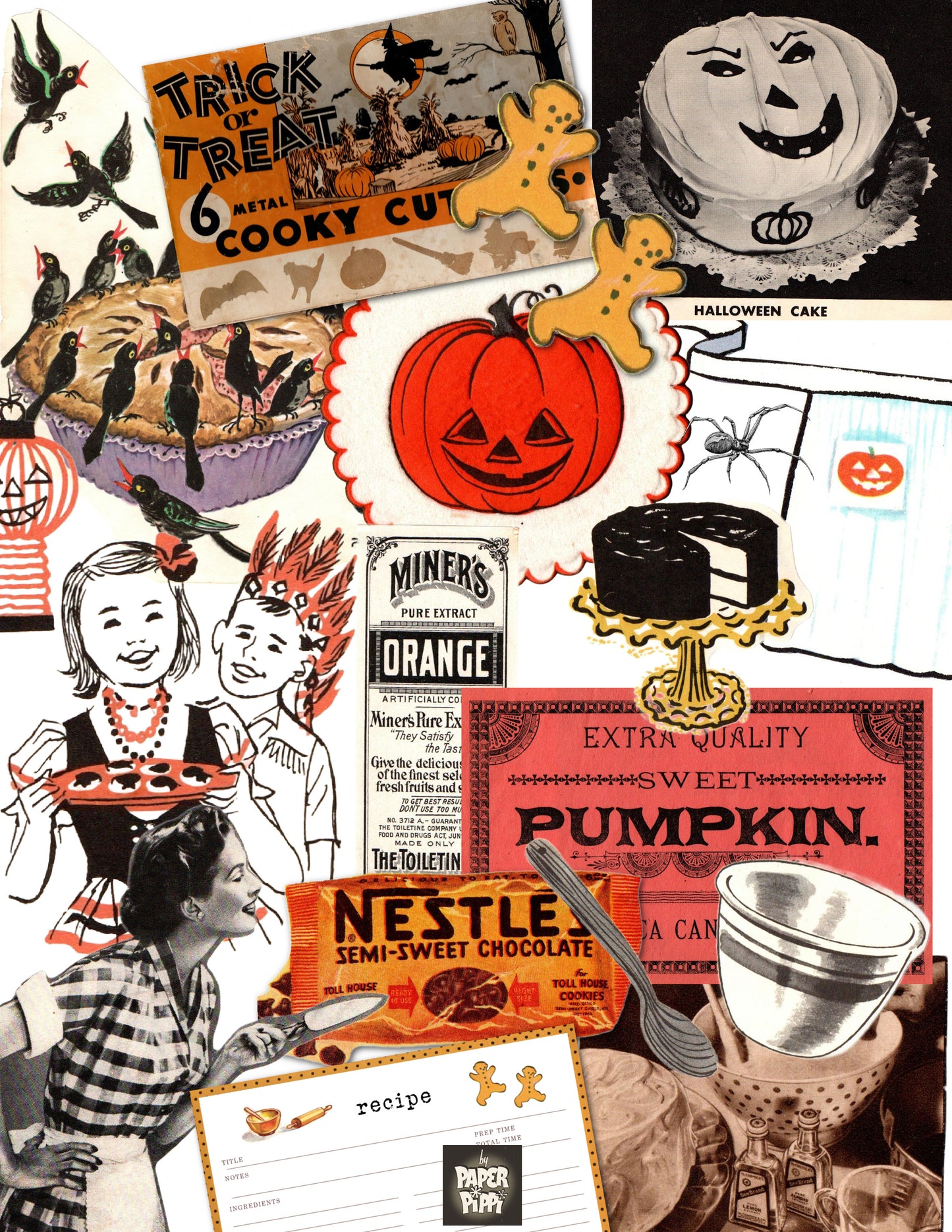 Halloween Baking digital download printable (3 pages)