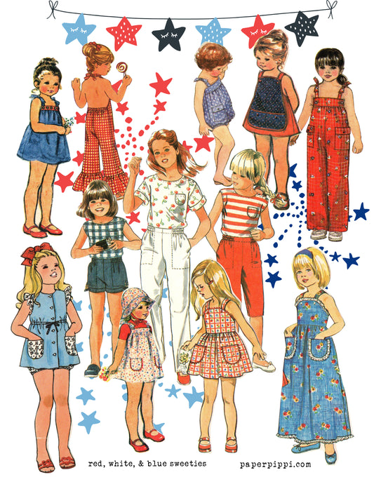 Red, white, & blue sweeties digital download printable (2 pages)