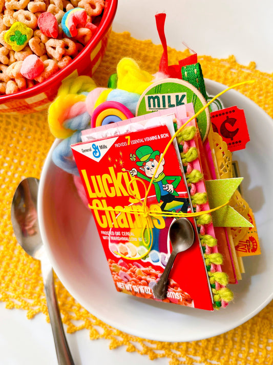 Vintage mini Lucky Charms box handmade journals