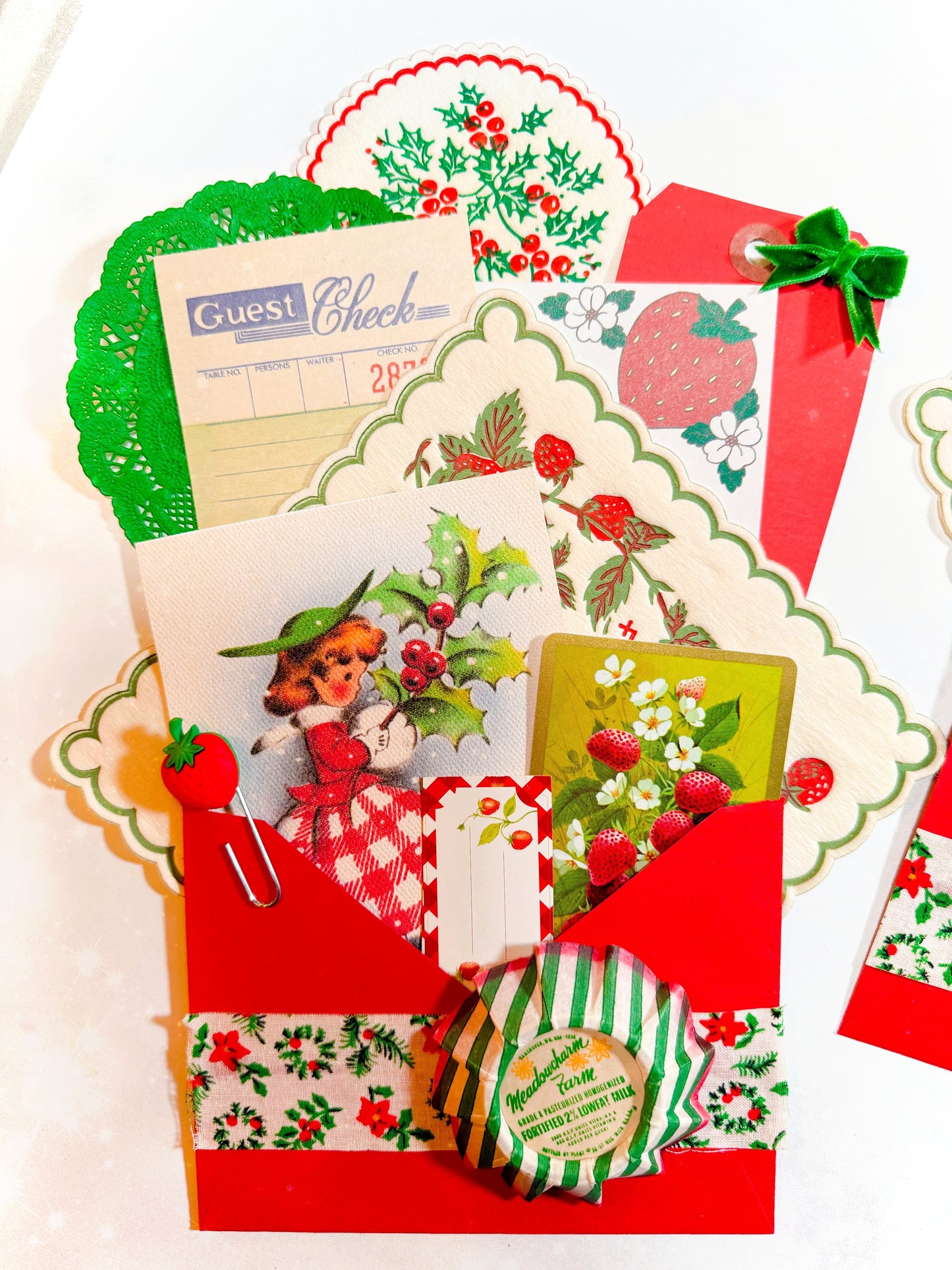 “Strawberry & Holly” vintage ephemera collection