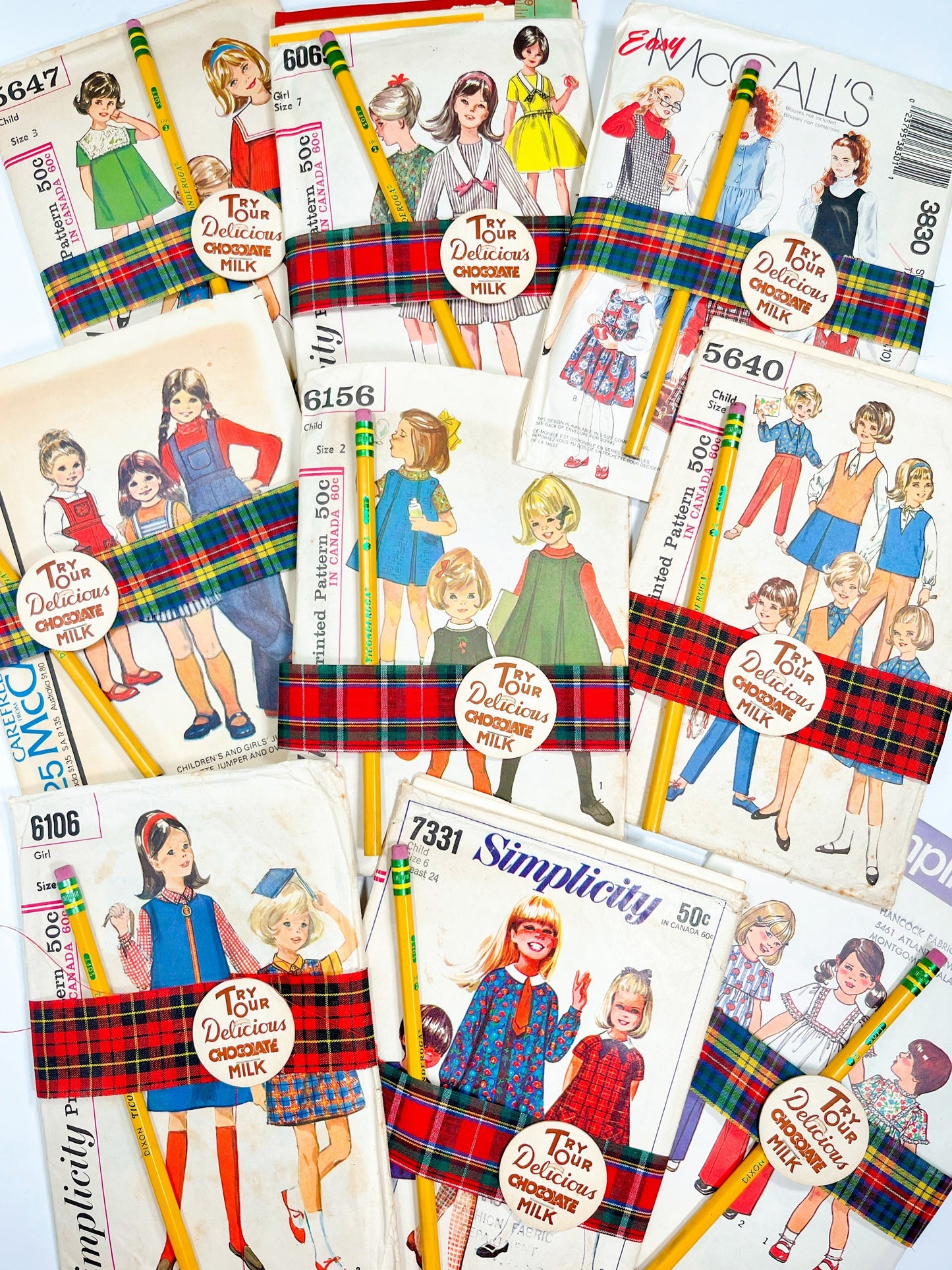 Vintage sewing pattern “back to school” vintage ephemera kit