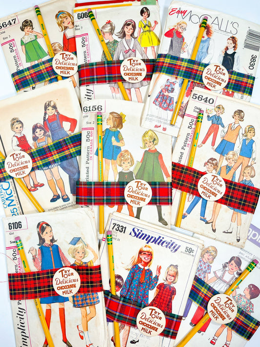 Vintage sewing pattern “back to school” vintage ephemera kit