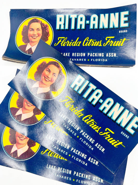 “Rita Anne” vintage Florida citrus labels, set of 3