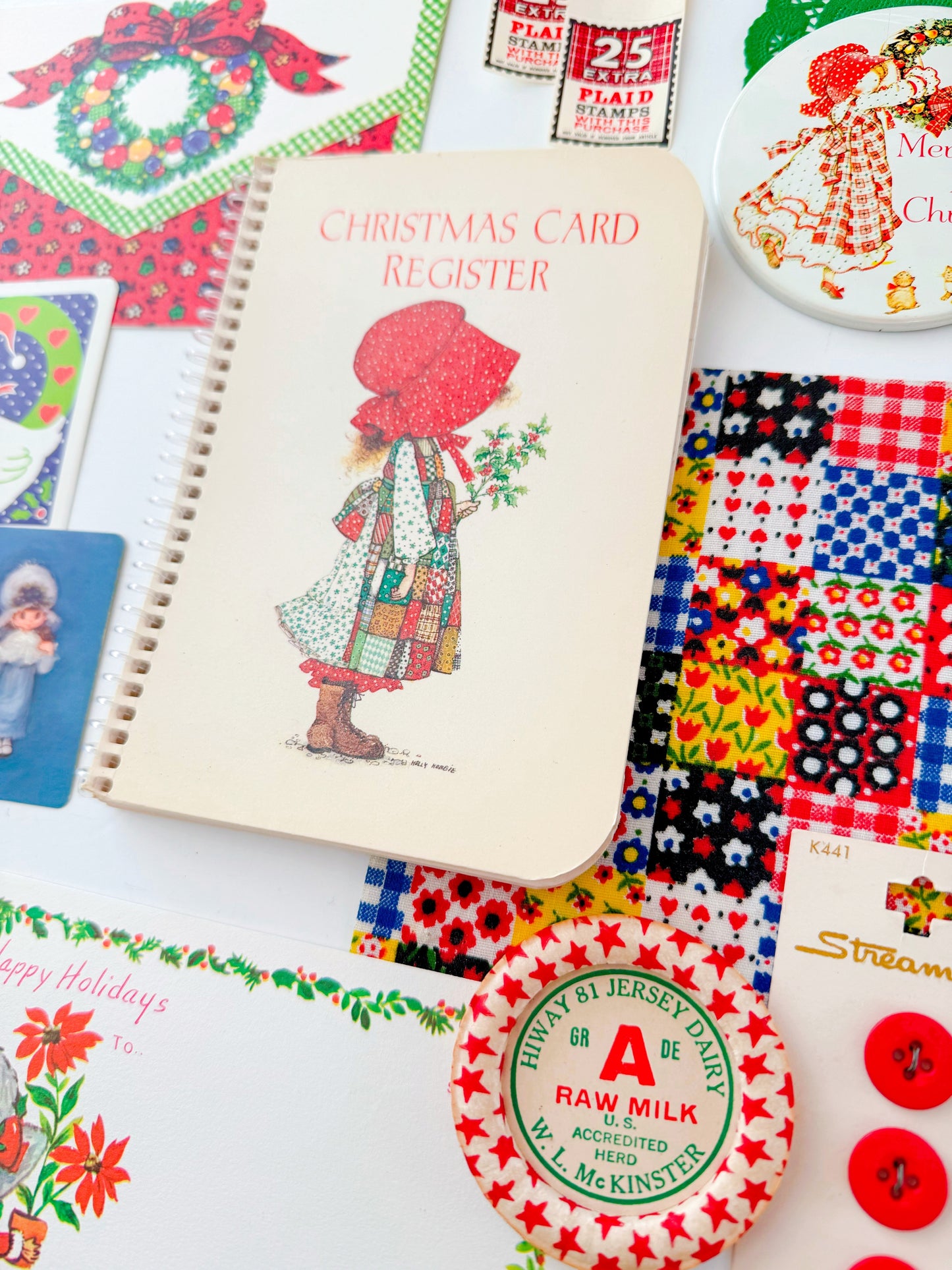 Vintage Holly Hobbie ephemera collection & Christmas card register