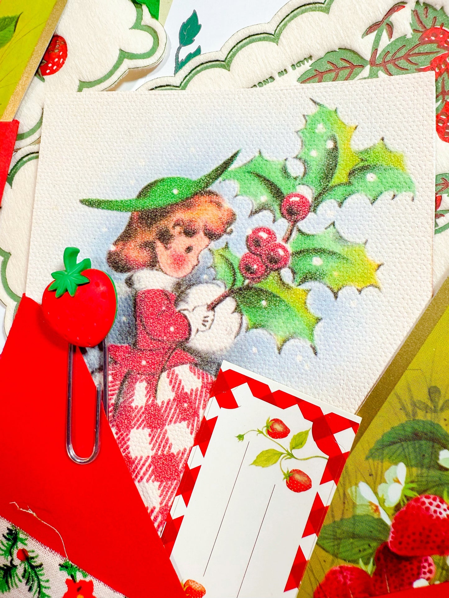 “Strawberry & Holly” vintage ephemera collection