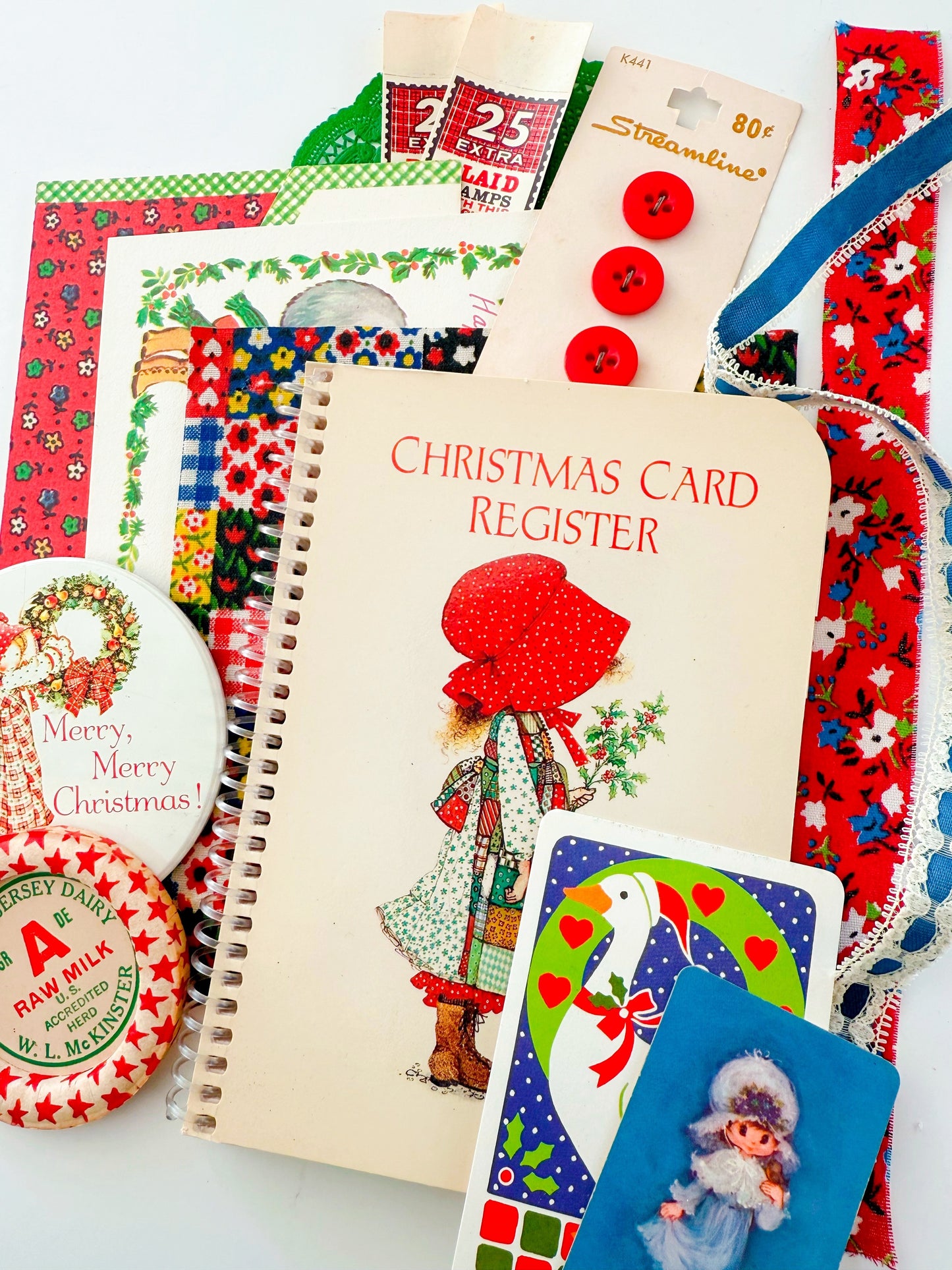 Vintage Holly Hobbie ephemera collection & Christmas card register