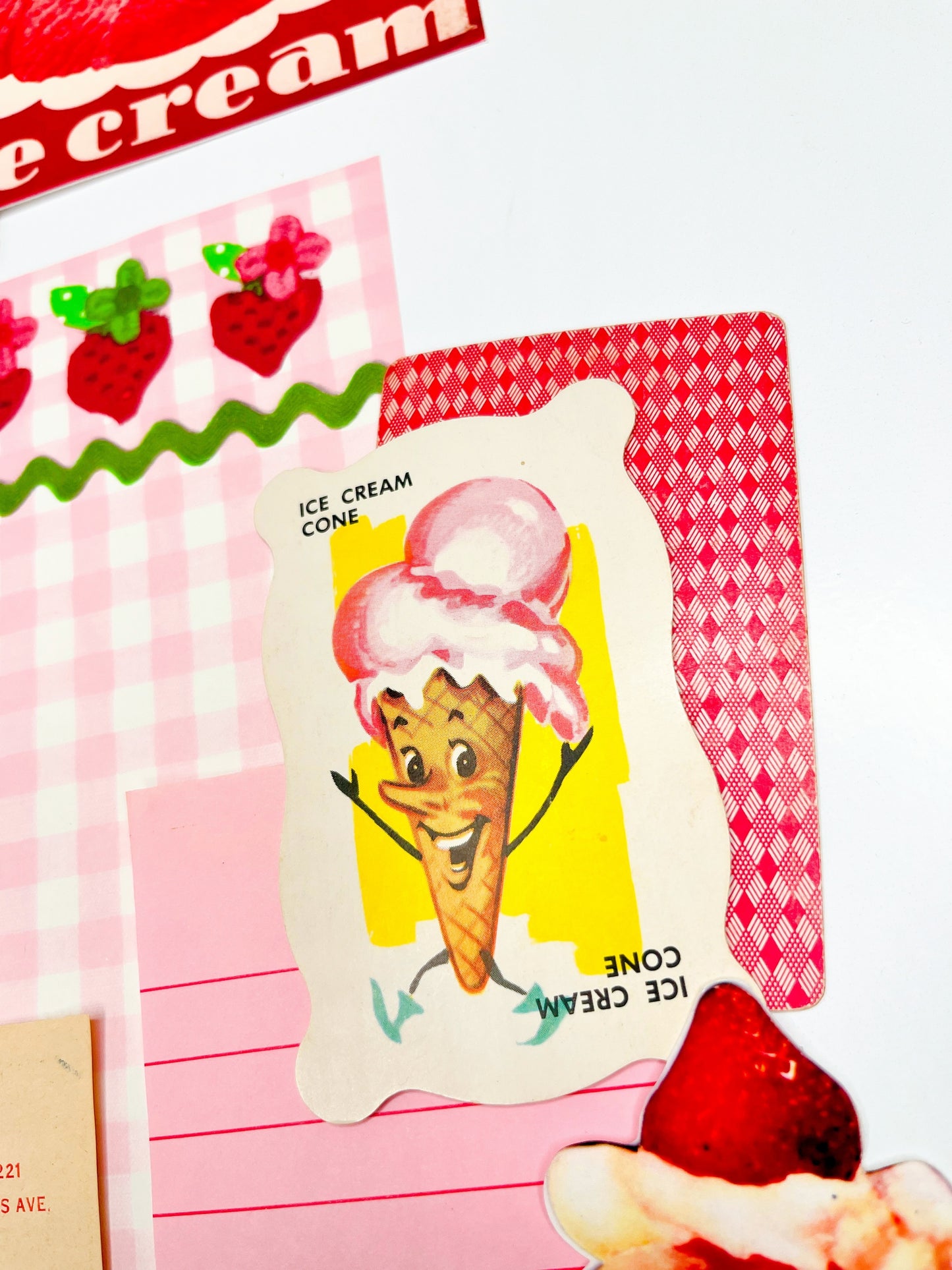 Strawberry Ice Cream vintage ephemera collection
