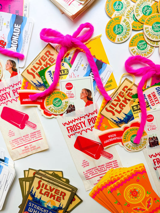 Saturday Special: vintage summer  ephemera in a vintage Frosty Pop bag