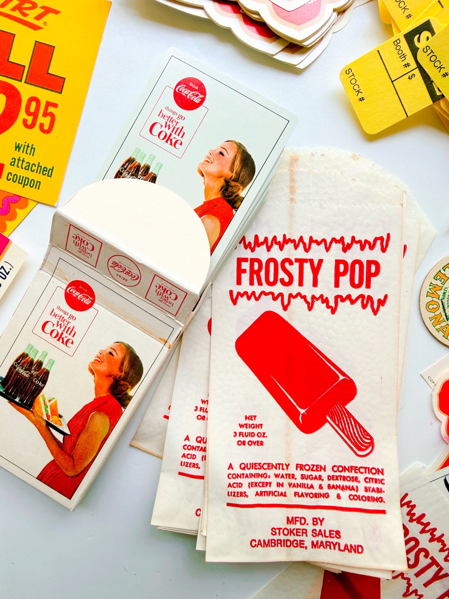 Saturday Special: vintage summer  ephemera in a vintage Frosty Pop bag