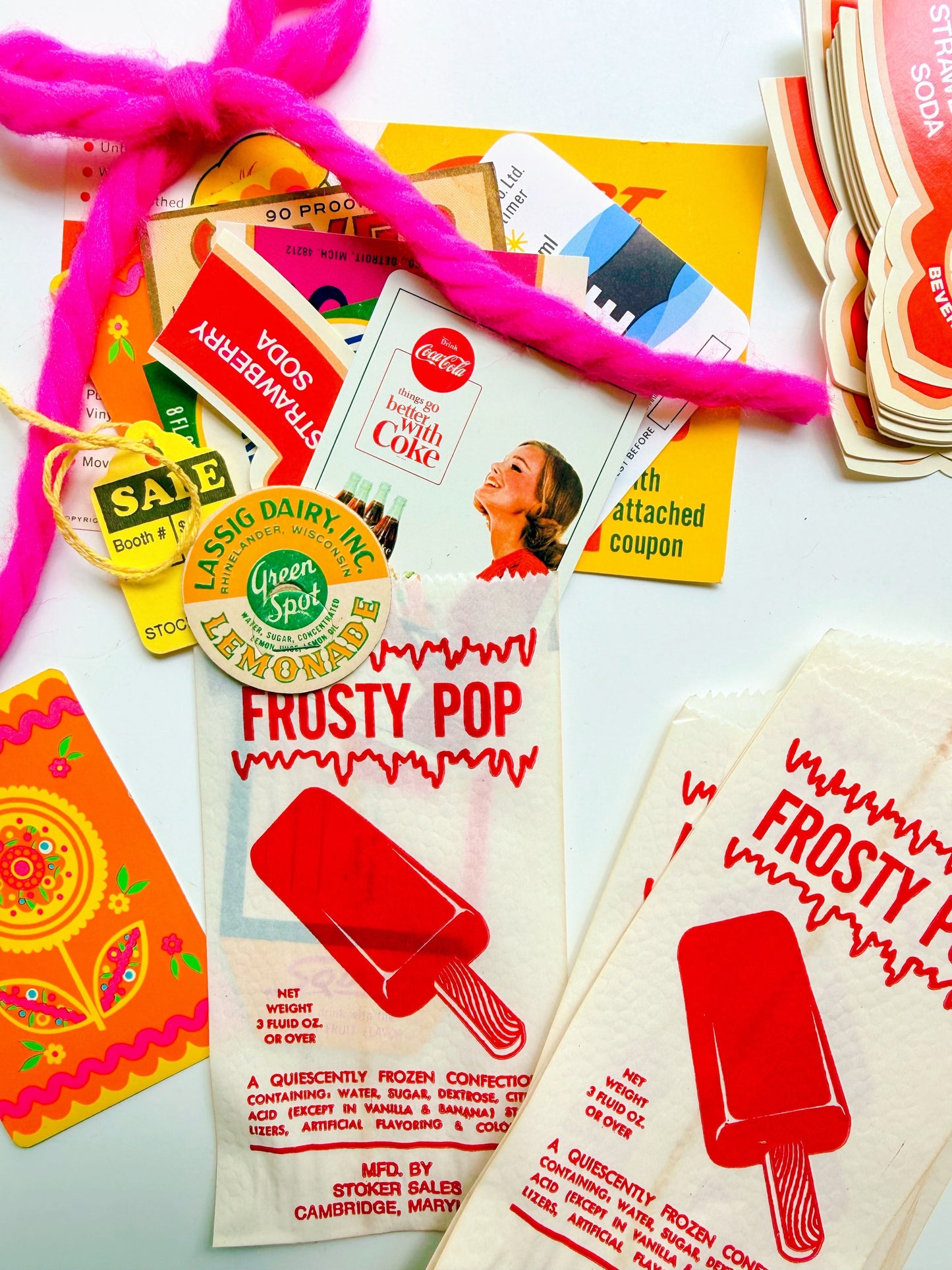 Saturday Special: vintage summer  ephemera in a vintage Frosty Pop bag