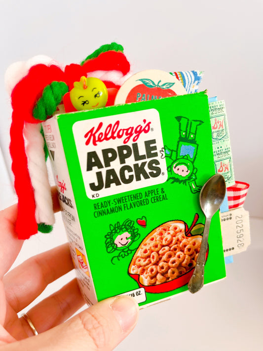 Retro Saturday morning mini cereal box handmade journal:  Apple Jacks