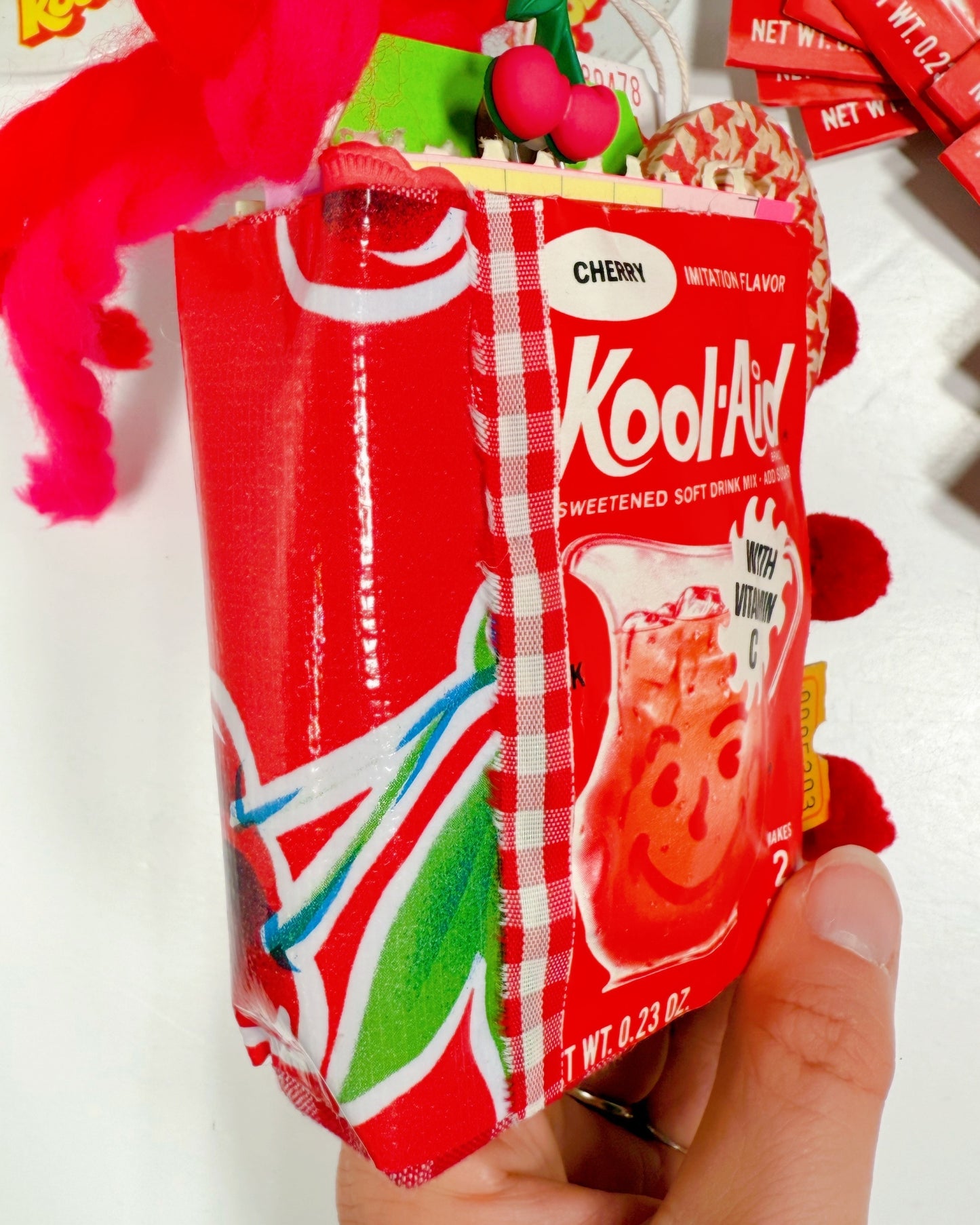 Vintage cherry Kool Aid packet handmade journal