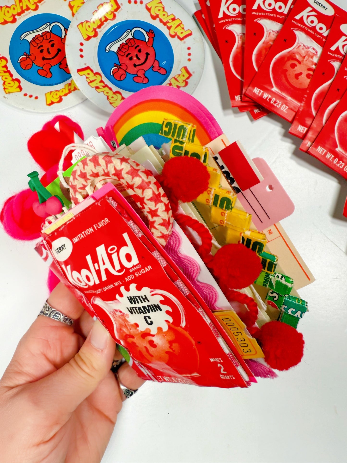 Vintage cherry Kool Aid packet handmade journal