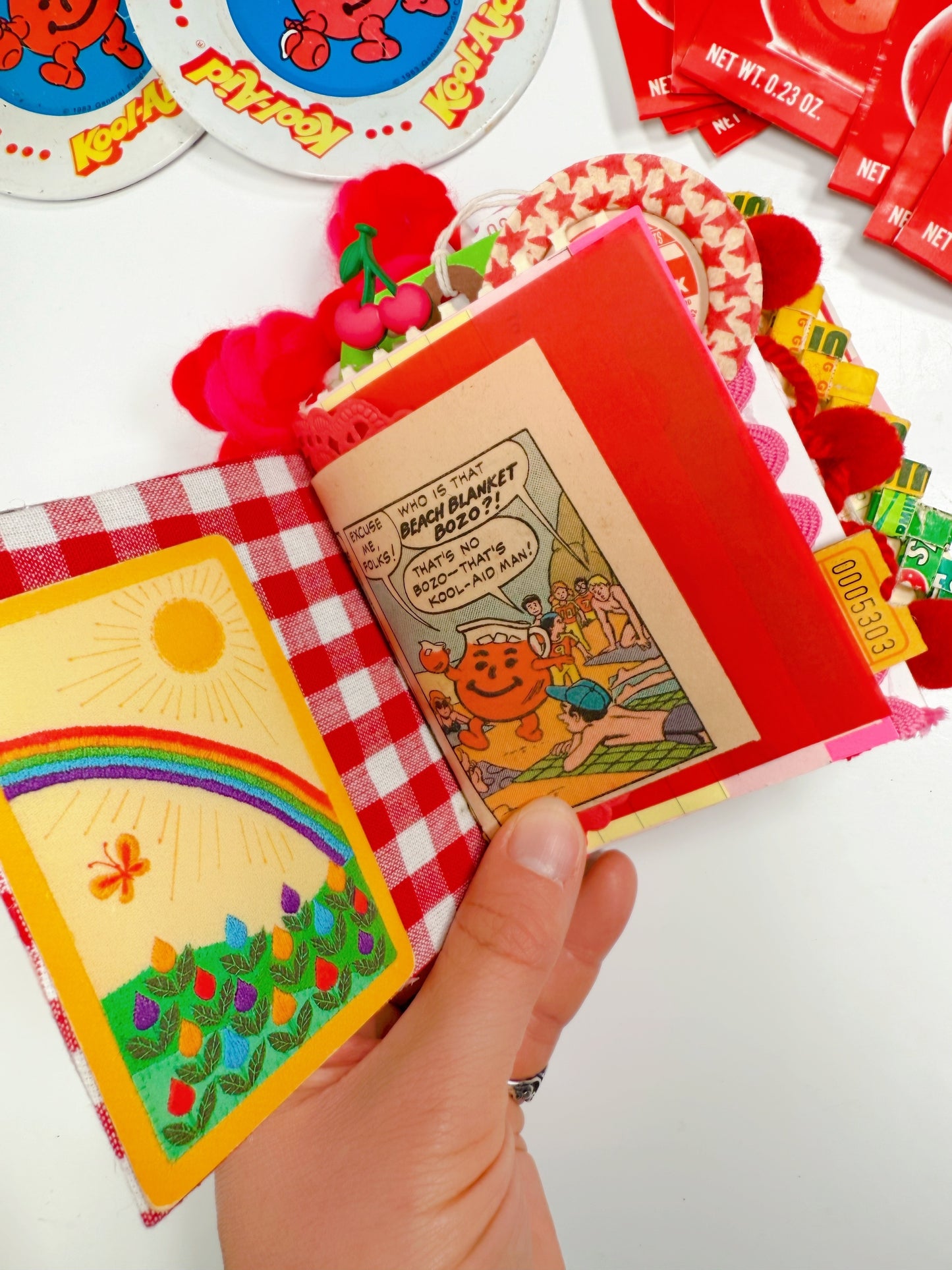 Vintage cherry Kool Aid packet handmade journal
