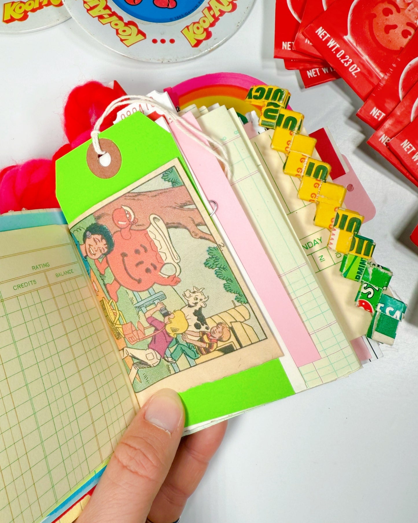 Vintage cherry Kool Aid packet handmade journal