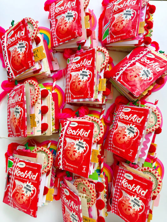 Vintage cherry Kool Aid packet handmade journal