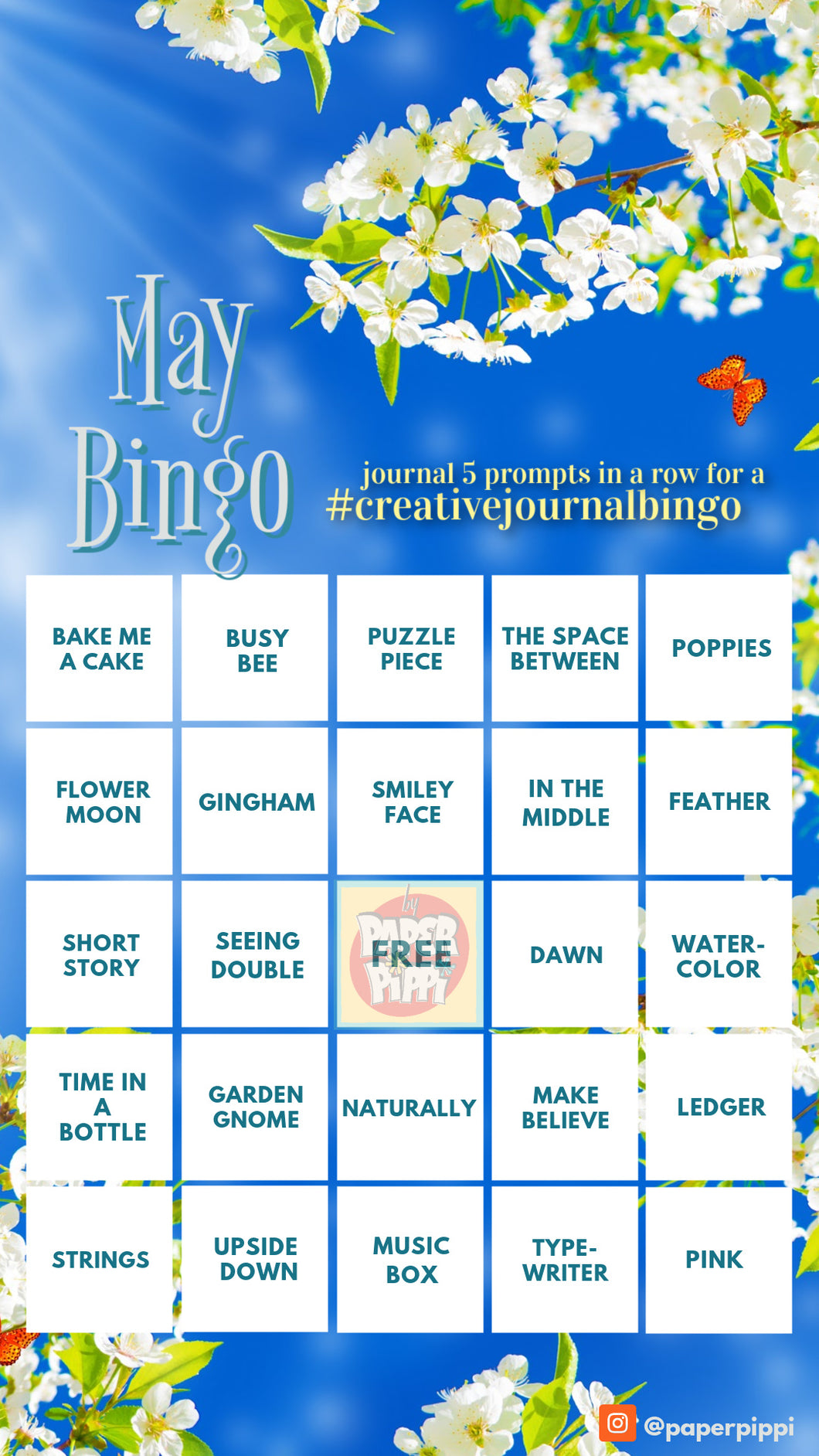 Free!  May 2023 Creative Journal Bingo Digital Download Printable