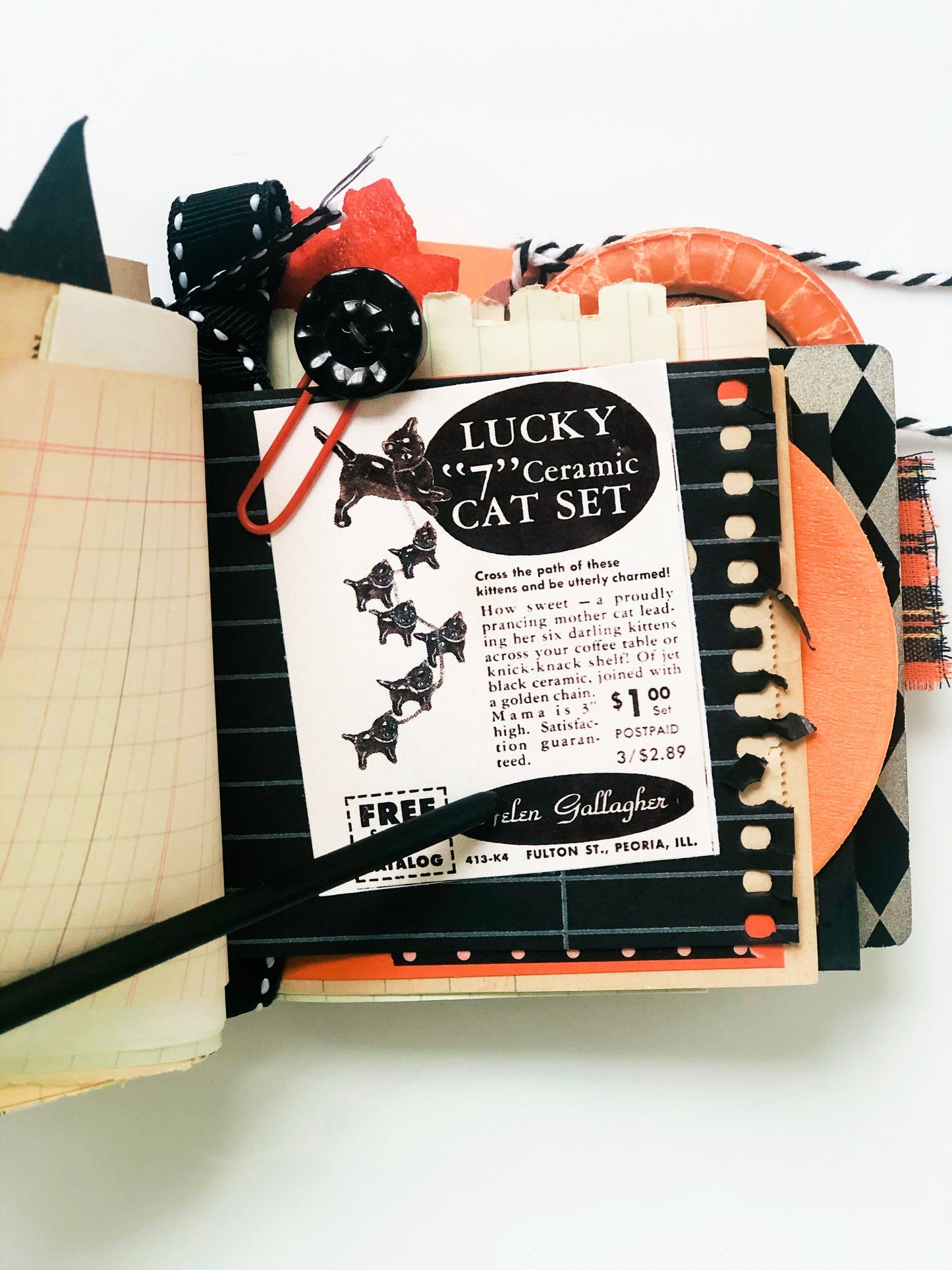 Vintage Cat’s Paw box handmade journal PREORDER