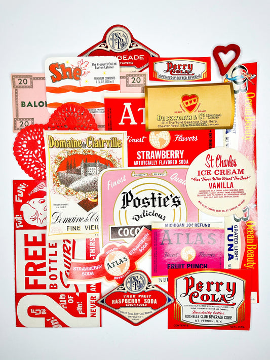 “Pinks & Reds”  vintage labels & ephemera collection