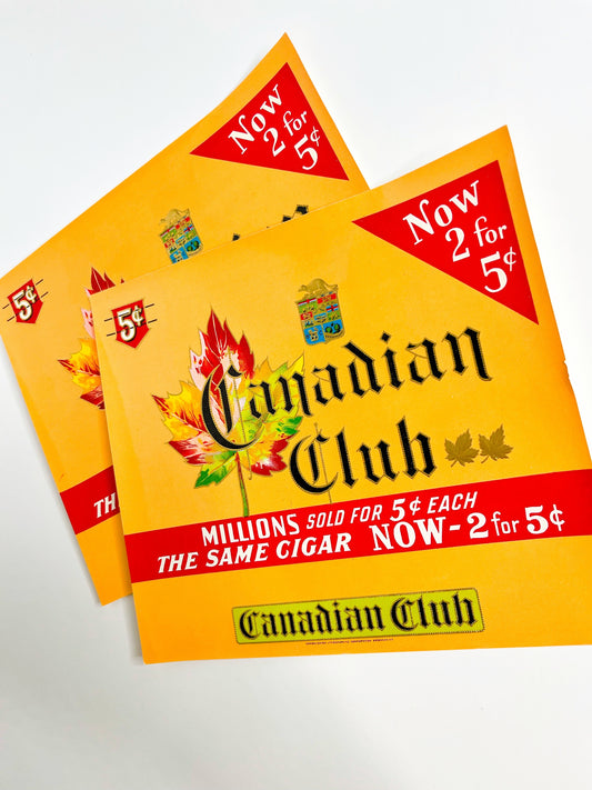 Vintage Canadian Club cigar box labels