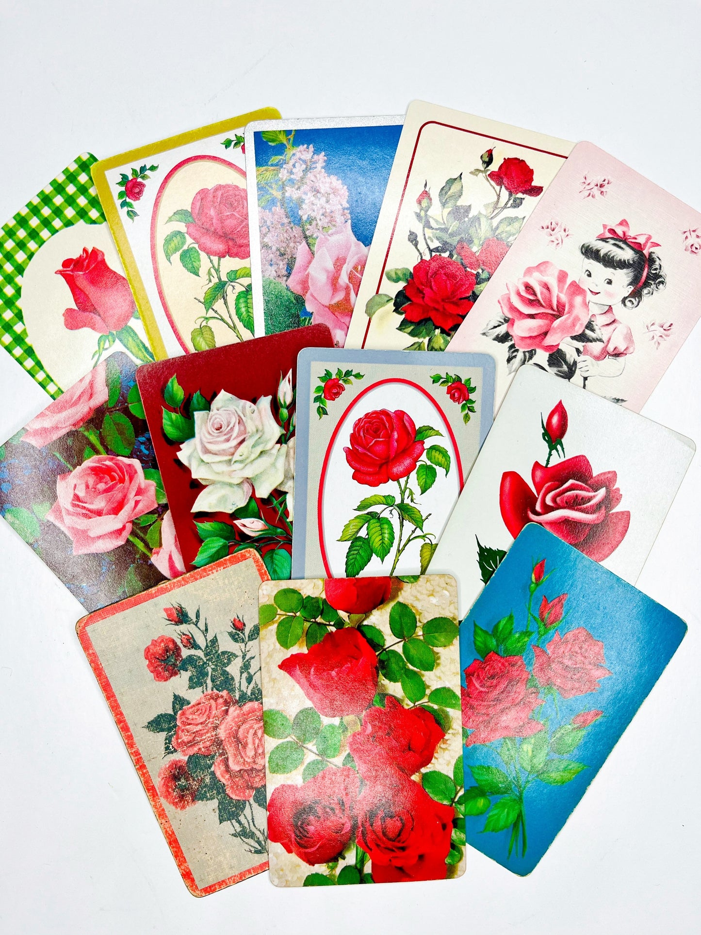 “Dozen roses” vintage playing card collection.