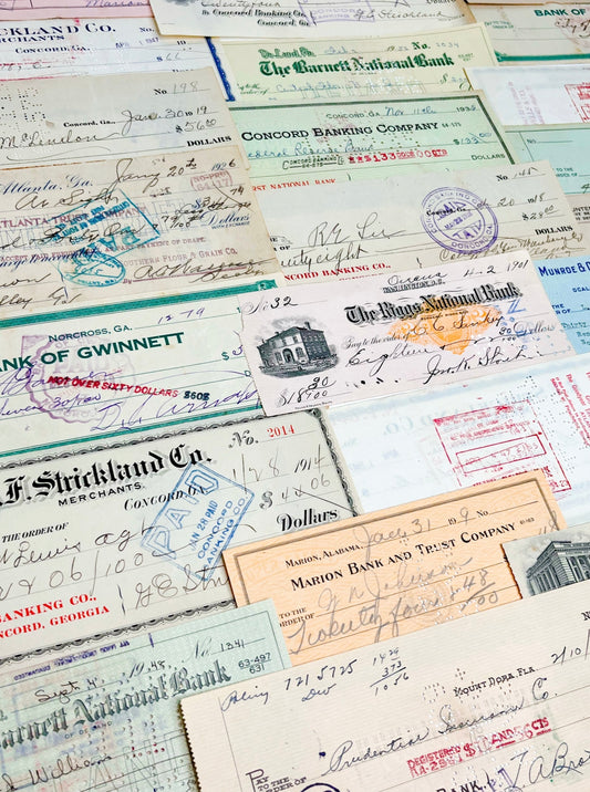 Vintage and antique checks, 1 dozen