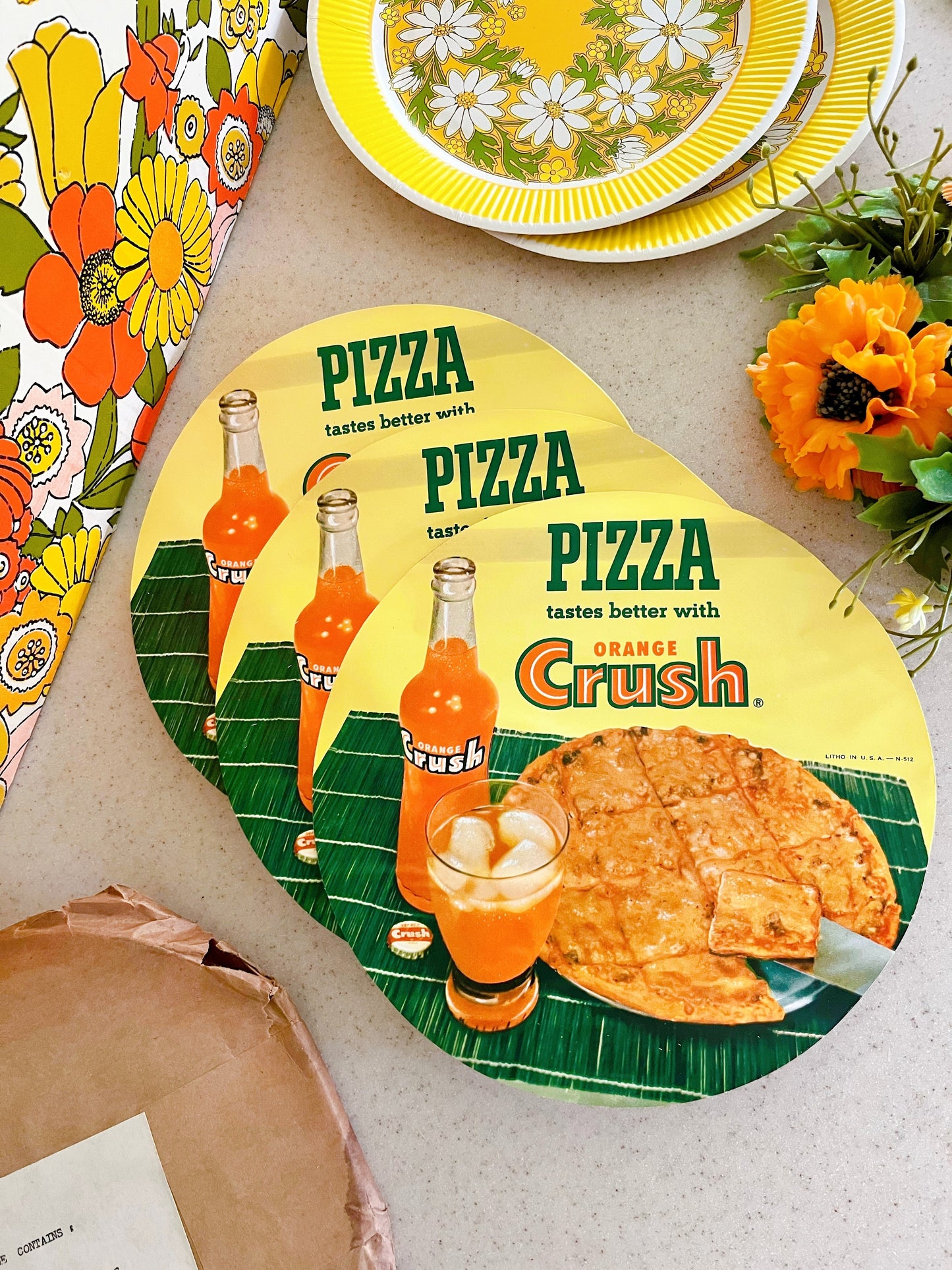 1960’s Orange Crush “Kleenstick” circle with bottle cap lids