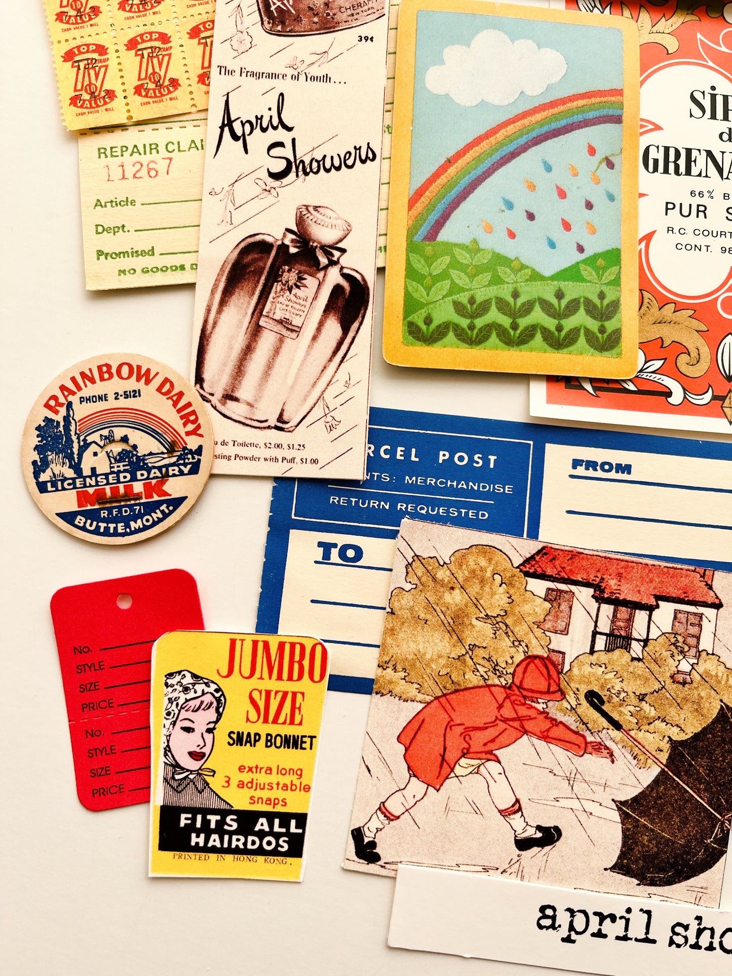 “April Showers” vintage ephemera collection